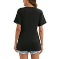 thumbnail image 6 of SAYFUT Women's Plus Size Short Sleeves T-shirt Summer Soild Color Casual Tunic Tops Deep V Neck Tops T-shirts Blouse Black/White/Green,S-3XL, 6 of 8