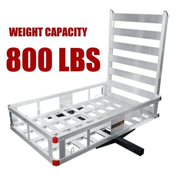 Trailer Hitch Cargo Carrier, Aluminum Alloy Mounted Trailer, Aluminum Luggage Carrier Rack, 800 lbs Weight Capacity with Tie-down Points for Securing Cargo, for SUV Truck Van Camping Cars