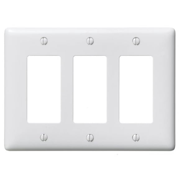 Hubbell NP263W White 3-Gang Decorator Rocker Switch Wallplate Unbreakable Cover