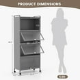 thumbnail image 3 of 5-Tier Kitchen Storage Cabinet, Mobile Microwave Stand with Metal Frame, 4 Lockable Casters & Flip-up PC Doors, Freestanding Bakers Rack for Kitchen, Dining Room, Living Room (Grey), 3 of 9