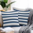 thumbnail image 2 of Navy Blue Grey Stripe Throw Pillow Covers 20x20 Inch Set of 2, Farmhouse Modern Art Striped Waterproof Outdoor Pillow Covers, Decorative Cushion Pillowcases for Couch, Sofa, Bed, Garden, Patio, 2 of 9
