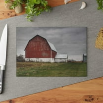 U R There Photography Mills Road Red I Rustic Farmhouse Tempered-Glass Cutting Board 8"x 11"