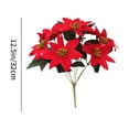 thumbnail image 3 of Utoimkio Christmas Artificial Flowers Red Christmas Decor Party Supplies,7 Heads Fake Floral Bouquet with Stem for Party Home Holiday Christmas Decorations, 3 of 6