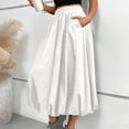thumbnail image 2 of Women Maxi Skirt High Elastic Waist A Line Long Skirt Summer Casual Ruffle Pleated Midi Skirts, 2 of 8