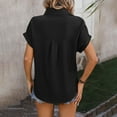 thumbnail image 4 of Njoeus Women Button Up Shirt Dressy Casual Office Work Tops Wrinkled Plain Blouse Summer Short Sleeve T-Shirts S-XXL, 4 of 4