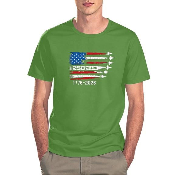 IDOCLOTHES 250th Anniversary USA Shirt Men 250 Years 1776-2026 Air Force Airplane Graphic Tee Mens T-Shirts 4th of July Shirts for Men Patriotic T Shirts for Man Tshirts Green, L