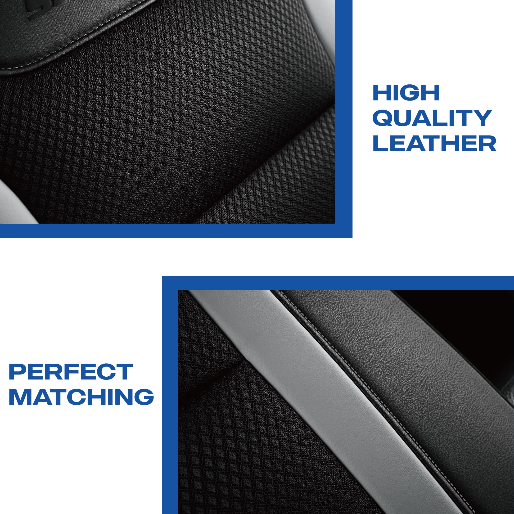 Skechers Leather Mesh Front Car Seat Cover – Premium Comfort with Breathable Mesh Panels, Durable Leather Construction, Universal Fit for Cars, Trucks, and SUVs - Gray