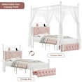 thumbnail image 5 of Homfa Twin Size Canopy Bed Frame, 1 Big Drawer Storage Platform Bed, Button Tufted Upholstered Headboard with Charging Station, Pink, 5 of 5