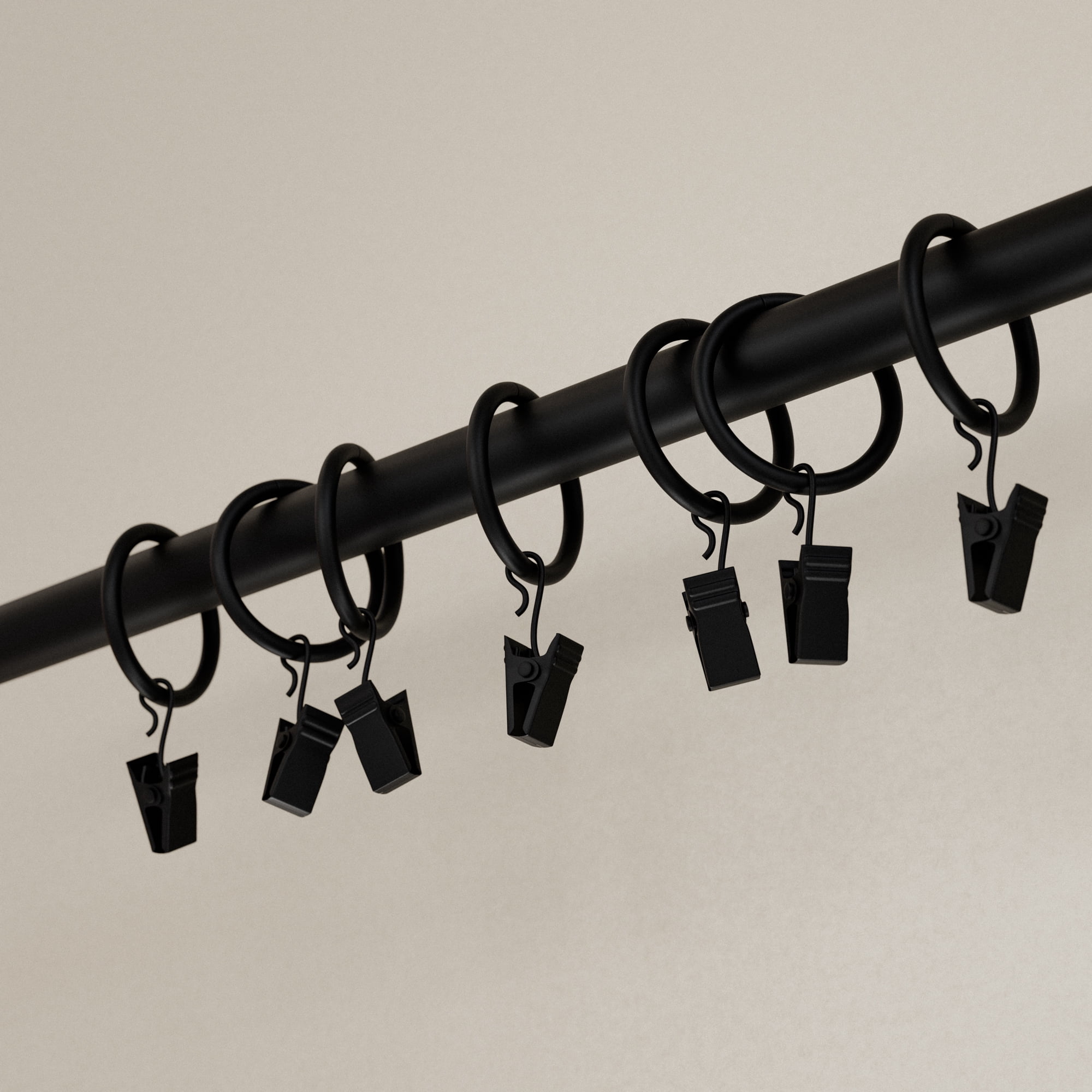 Mainstays 1" Black Curtain Clip Rings (7 pack)
