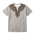 thumbnail image 4 of XIAONU Men's Tribal Print Notch Neck Short Sleeve Shirt Geometric Pattern Regular Fit Daily Casual Tunic Top, 4 of 4