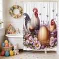thumbnail image 5 of Eespoir No-Drill Easter Bath Curtain, Linen Fabric Shower Curtain For Holiday, Bathroom Decoration With Hook System, Spring Theme, Rental Friendly, Easy Change(A), 5 of 6