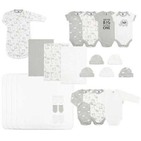 The Peanutshell Newborn Baby Layette Gift Set for Boys or Girls, Shower Gift Essentials, Grey