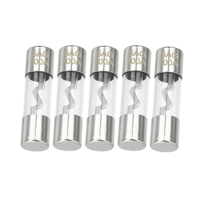 Ofertas Únicas 5 Pcs 0.39x1.50 Pulgadas 100A Fusible de Vidrio Universal AGU - Coche - Tono Metálico Plateado