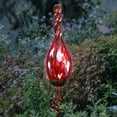 thumbnail image 3 of Exhart  Solar Pearlized Hand Blown Glass Twisted Flame Garden Stake with Metal Finial Detail, 36 Inch Red, 3 of 7