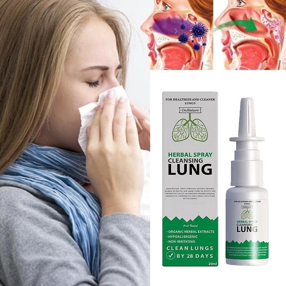 Lung Detox Herbal Cleanser Spray, For Smokers Clear Nasal Congestion, Viral Lungs & Airways Remedy 20ml