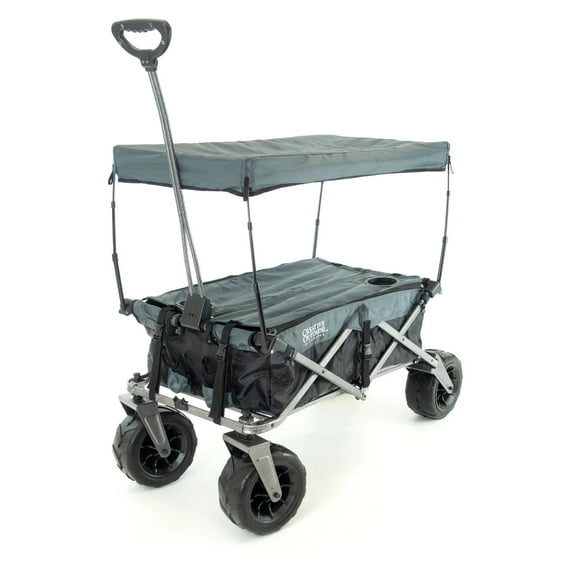 XXL Hauler Deluxe Folding Wagon with Cooler Rack | Black Gray| Rubber Handle