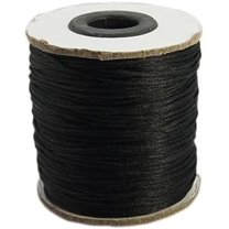 100 Yards 1mm Black Nylon Cord Beading Satin String for Chinese Knotting Rattail Beading Macrame Friendship Bracelet Jewelry Making