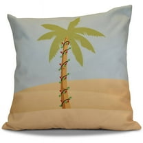 E By Design Palm Tree with Christmas Lights Decorative Pillow