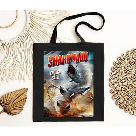 vintage Sharknado Horror Science Fiction Movie Men s Black Tote Bag S to -TH18931