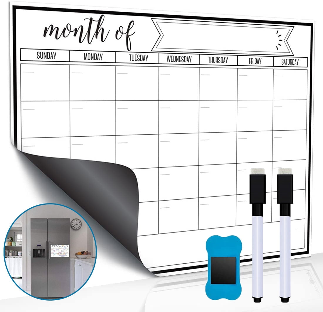 Dry Erase White Board Calendar Kit, Monthly Calendar for Wall