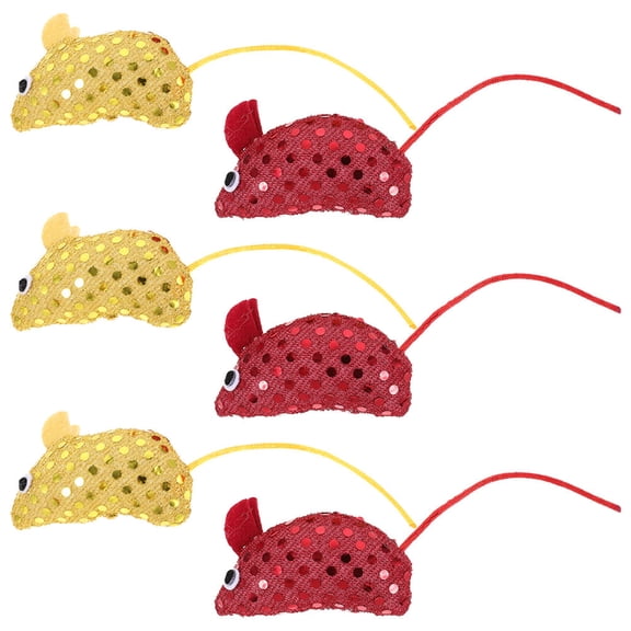 LEORX Sequin Cloth Mouse Shaped Cat Toys for Indoor Pets Interactive Cartoon Kitten Chew Toy 6pcs
