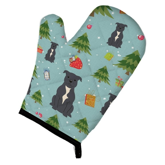 Christmas Staffordshire Bull Terrier Grey Oven Mitt