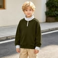 thumbnail image 2 of YUANxueke Boys & Girls Fleece Color Block Sweatshirt Long Sleeve Zip Up Mock Neck Pullover Top,Army Green,3 Years, 2 of 8
