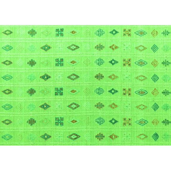 Ahgly Company Indoor Rectangle Abstract Green Modern Area Rugs, 2' x 5'