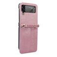 thumbnail image 4 of Dteck PU Leather Crossbody Phone Case for Samsung Galaxy Z Flip 4 2022(6.7 inch), Scratch-Resistant Wallet Back Card Slots Detachable Lanyard Cover for Galaxy Z Flip4 5G, Pink, 4 of 6