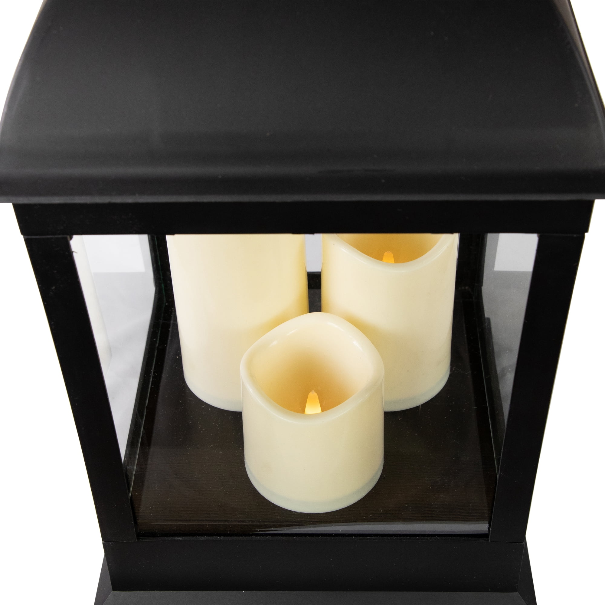 Northlight 20" Black Lantern with 3 Flameless LED Candles