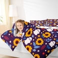 thumbnail image 4 of Homewish Cute Halloween Ghost 7 Pieces Full Size Bedding Sets,Sunflower Autumn Floral Print Full Size Bed in a Bag,Deep Purple Yellow,Halloween Reversible, 4 of 8
