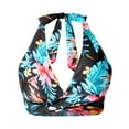 thumbnail image 4 of DHFJKG Womens Bikini Top Bathing Suit Open Back Halter Self Tie V Neck Floral Swimwear Tops Trendy Beachwear, 4 of 5