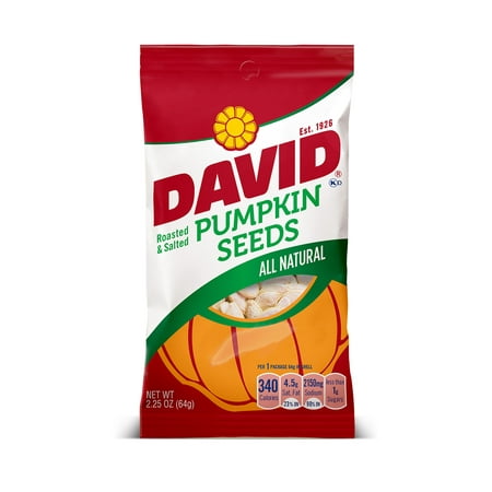 DAVID Roasted and Salted Pumpkin Seeds, 2.25 oz (Best Roasted Pumpkin Seeds)