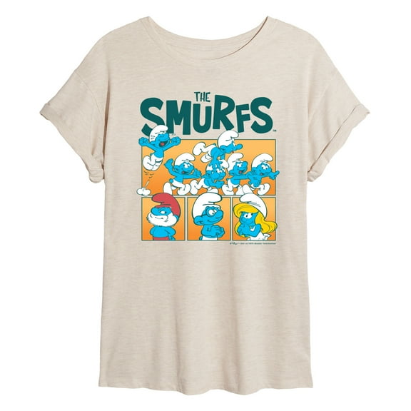 The Smurfs - Smurf Grid - Women's Oversized Graphic T-Shirt