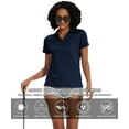 thumbnail image 3 of Tyhengta Women's Golf Polo Shirts Collared V Neck Short Sleeve UPF 50+ Quick Dry Tennis Shirt Dry Fit Moisture Wicking Navy blue XL, 3 of 7