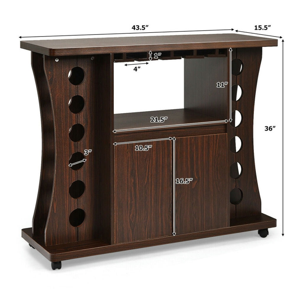 Finihen Rolling Storage Cabinet Cart, Kitchen Island Cart, Rolling Buffet Sideboard Wooden Bar Storage Cabinet, for Kitchen, Dining Room, Walnut Finihen Rolling Storage Cabinet Cart, Kitchen Island Cart, Rolling Buffet Sideboard Wooden Bar Storage Cabinet, for Kitchen, Dining Room, Walnut