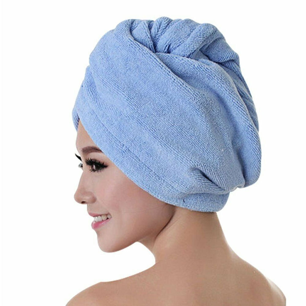 Dry Shower Microfiber Hair Wrap Towel Drying Bath Spa Head Cap Hat 