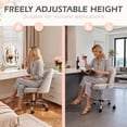 thumbnail image 7 of Vyrox Home Office Chair, Adjustable Swivel Vanity Chair with Wheels, Upholstered Mid-Back Rolling Task Chair, Armless Desk Chair for Bedroom, Living Room, Study, Gray, 7 of 7