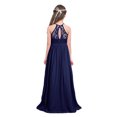 thumbnail image 2 of Venjoe Kids Girls Chiffon Halter Neck Maxi Flower Dress Wedding Bridesmaid Formal Party Evening Gown Navy Blue 14, 2 of 7