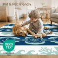 thumbnail image 4 of ODIKA 8'x10' Washable Area Rug Wide Nautical Border Motif Front Layered Welcome Door Striped Playful Expressive for King Size Bedroom Under Bed, Master Suite, Non-Shedding, Easy Care, 4 of 7