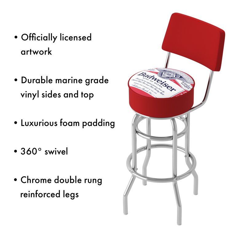 Budweiser Bar Stool 二脚　バドワイザー　バースツール Budweiser Label Bar Stool Set - Officially Licensed - Walmart.com