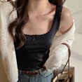 thumbnail image 2 of Ribbed Lace Tanks for Women Solid Color Backless Camis Scoop Neck Vest Front Bow Shirts Sleeveless Blouses Summer Casual Singlets Elegant Tee Shirts, 2 of 4