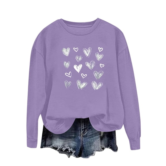 Valentines Sweatshirts For Women Crewneck Pullovers Love Heart Graphic Long Sleeve Sweat Shirt Cute Sweatshirt Tops