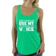thumbnail image 1 of Women's Don't Make Me Use My Volleyball Mom Voice Graphic Racerback Tank Tops White, 1 of 4
