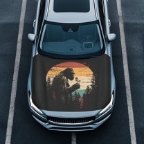 Uorisanigo Forest Gorilla Car Hood Cover Removable Car Hood Cover Protector Outdoor Decoration Accessories Polyester Elastic Fabrics Covers Suitable for Cars, Easy to Install