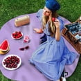 thumbnail image 3 of Purple Round Tablecloth 60 Inch - Waterproof Fabric Table Cloth Protector, Modern Pure Lavender Purple Tablecloths Washable Table Cover for Kitchen Banquet Coffee Table Outdoor Party, 3 of 6