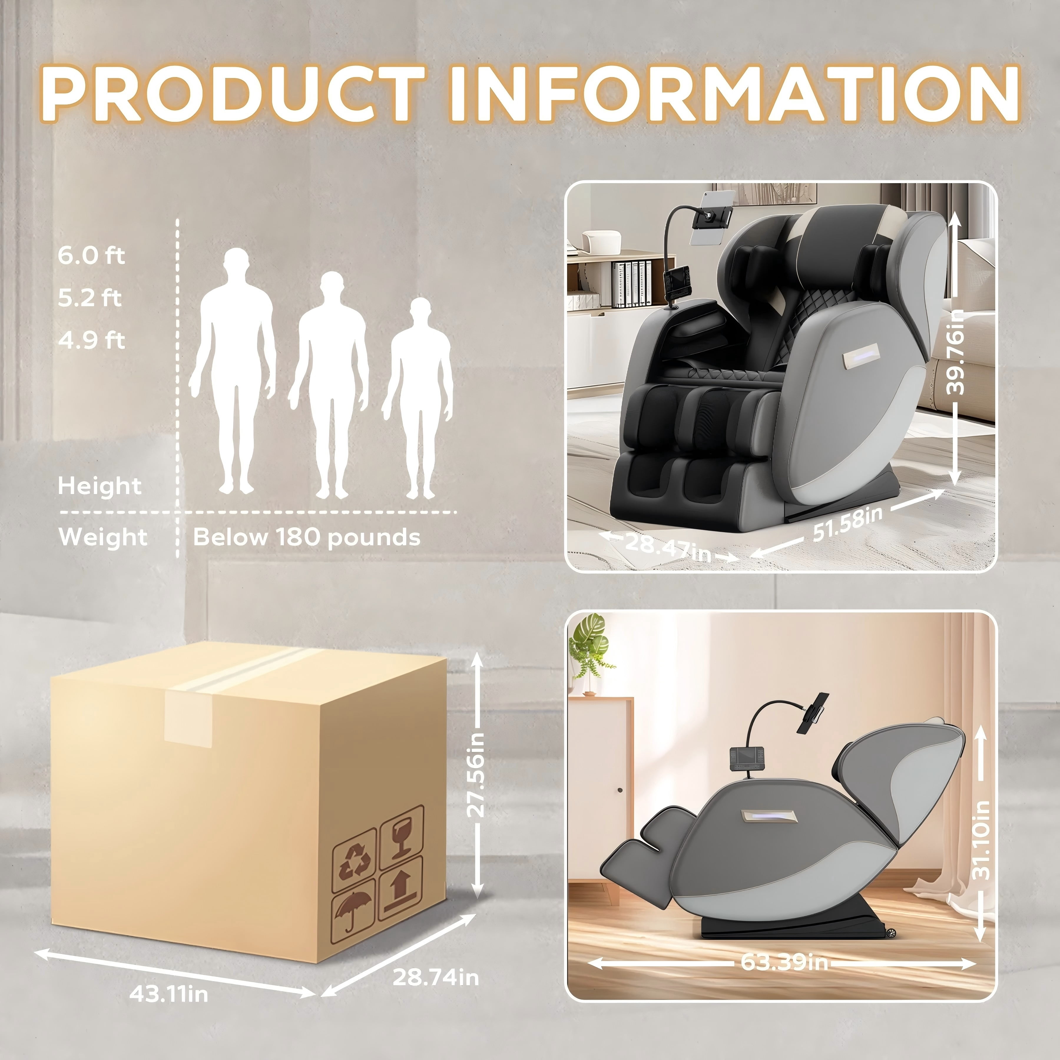 AENKYO Full Body Zero Gravity Massage Chair with Heating, Airbags, Bluetooth Speaker, Foot Roller, and Touch Screen Control Gray