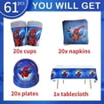 thumbnail image 4 of Juego de suministros para decoración de fiestas de cumpleaños de Spiderman, vajilla de superhéroe, servilletas de papel, platos, vasos, kit para baby shower para niños, regalos, 4 of 5