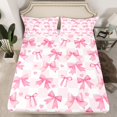 thumbnail image 3 of Feelyou Chic Pink Bowknot Twin Sheet Sets for Kids, Romantic Love Heart Twin Fitted Sheet, Fashion Buffalo Plaid Flat Sheet, Ultra Soft Bedroom Decor, 3 Pieces, 3 of 8