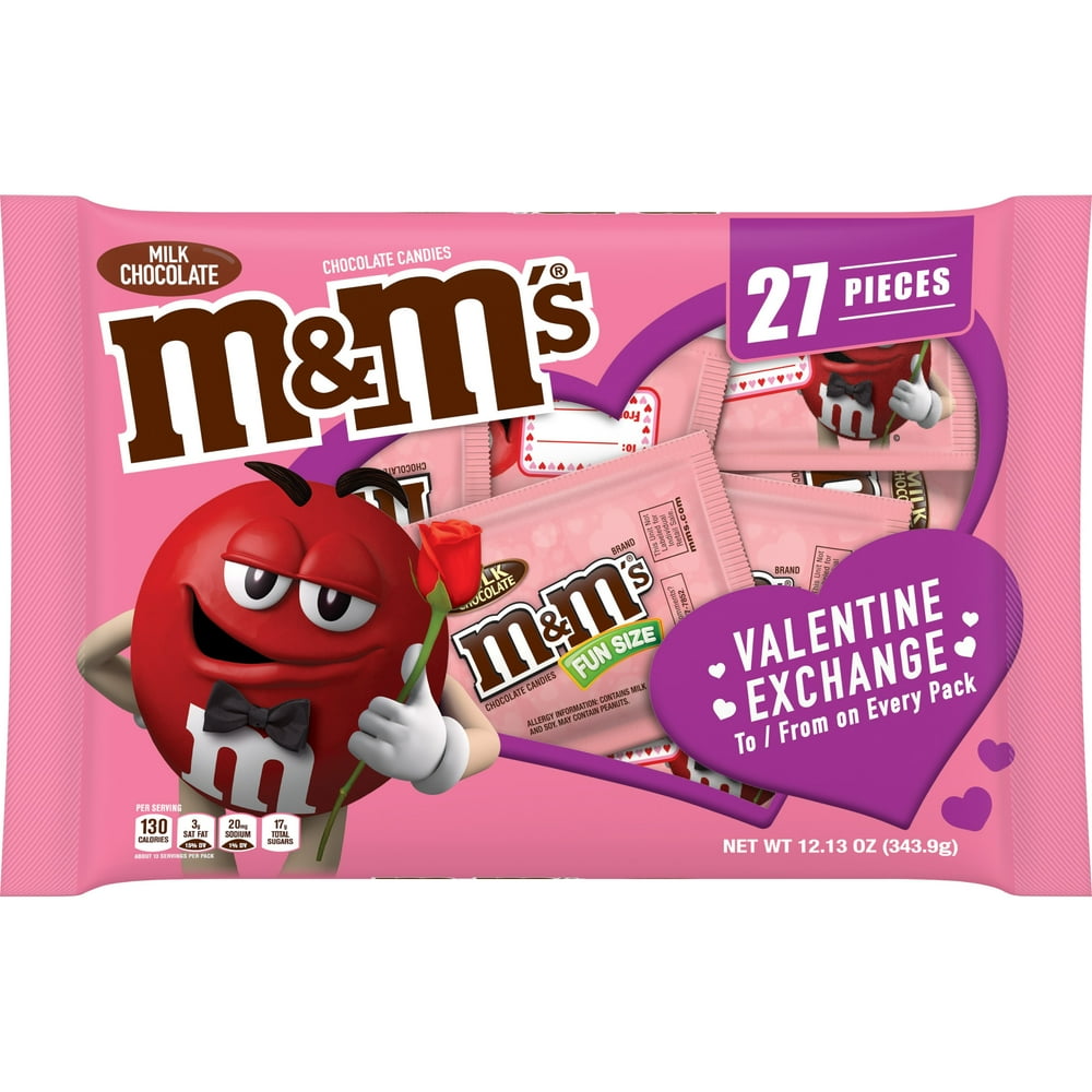 M&M'S Milk Chocolate Valentine Candy 12.3 oz (27 Pieces)
